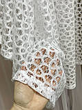 Готова тюль ажурна молочна сіточка 2,80 м × 1,80 м із петлями під трубу, фото 4