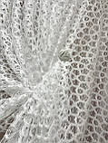 Готова тюль ажурна молочна сіточка 2,80 м × 1,80 м із петлями під трубу, фото 7
