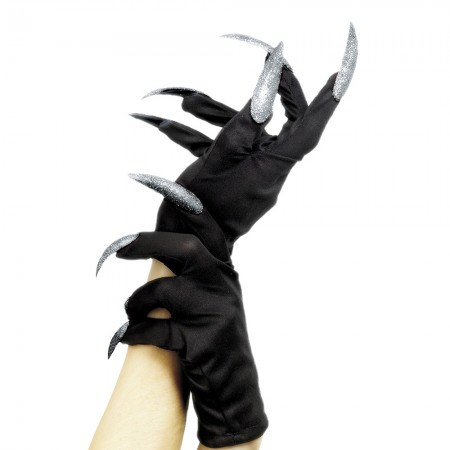 Рукавички з кігтями чорні до костюма відьми, вампіра на Гелловін, фото 1
