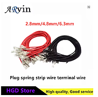 Кабель з клемами акумуляторний, червоний і чорний 22AWG (2,5 мм2). Клема 6,3 мм. 2 шт.  20 см, мідний, водонепроникний.