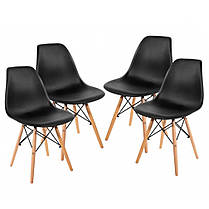 Стілець кухонний зі спинкою Bonro B-173 FULL KD чорний (набір 4 шт на ніжках, пластикове сидіння для кухні, дому, їдальні, фото 2