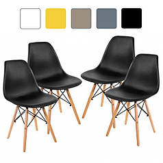 Стілець кухонний зі спинкою Bonro B-173 FULL KD чорний (набір 4 шт на ніжках, пластикове сидіння для кухні, дому, їдальні