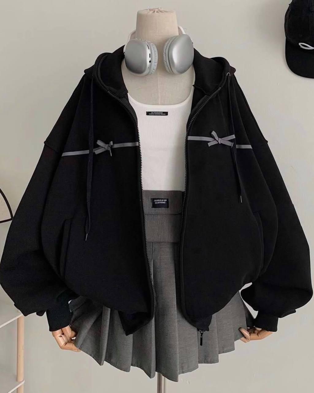 Худі жіноче з бантиками Модель: 1456-162 Колір: чорний, фото 1