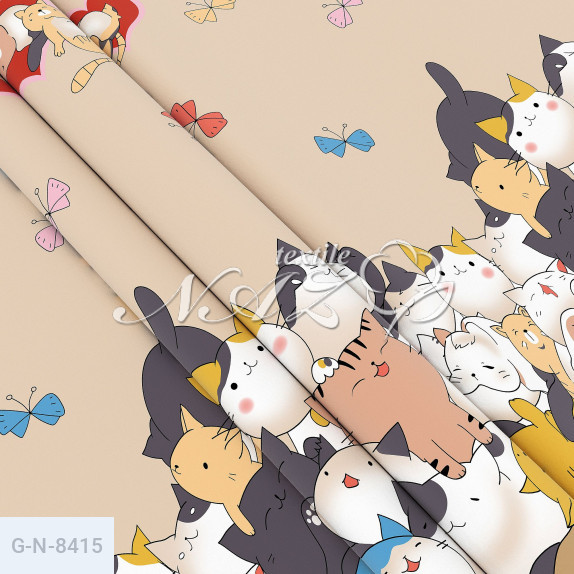 Односпальне простирадло на резинці 80х190х20, принт: Кумедні котики