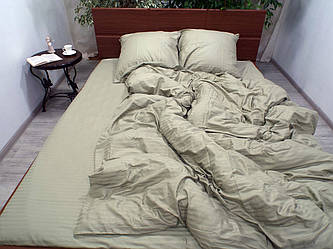 Постільна білизна сатин страйп Олива Двоспальний