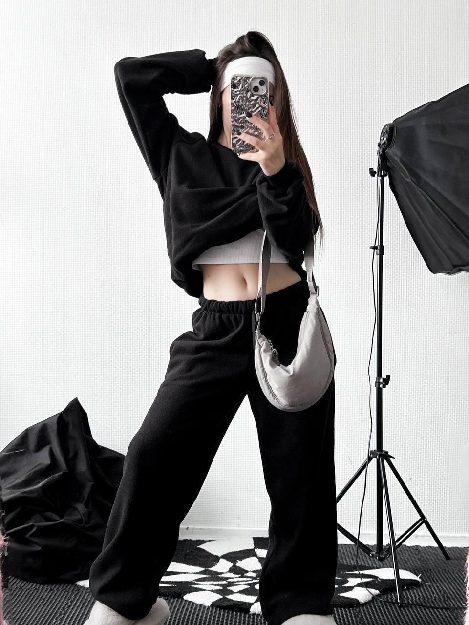 Костюм жіночий з флісу Модель: 1456-148 Колір: чорний, фото 1