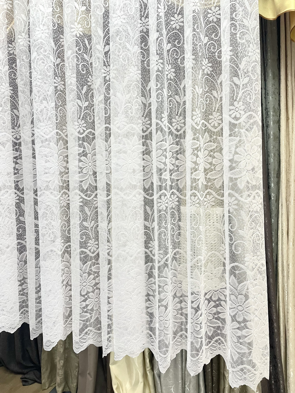 Тюль висота 1,80 м білий орнамент жакардовий, фото 1