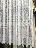 Тюль висота 1,80 м білий орнамент жакардовий, фото 10