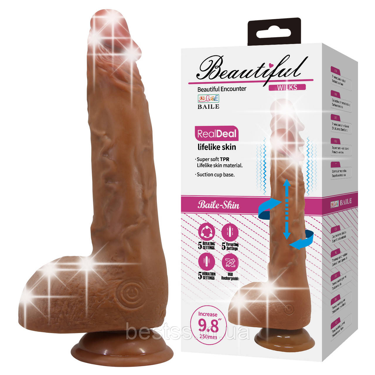 Реалістичний вібратор з 5 режимами вібрації, 5 рівнями обертання та 5 режимами поштовхів Beautiful Encounter Wilks
