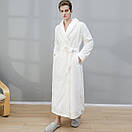 Халат довгий чоловічий зручний теплий для дому сауни лазні басейну махровий Білий, M, фото 2