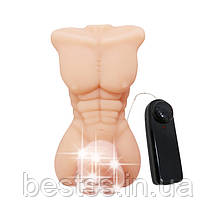 Реалістичний фалоімітатор з мультишвидкісною вібрацією та торсом Temptation Bigger Man Vibrating Dildo Flesh, фото 3