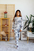 2442-24квіт Тепла піжама для дівчинки-підлітка махра Котики тм Авекс, фото 5