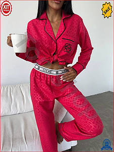 Піжама Loewe малинова 100% бавовна стильний домашній одяг для жінок комфортний комплект для сну