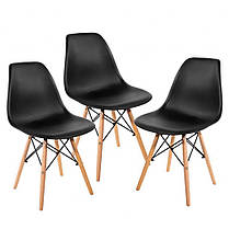 Стілець кухонний зі спинкою Bonro B-173 FULL KD чорний набір 3 шт на ніжках, пластикове сидіння для кухні, дому, їдаль, фото 2