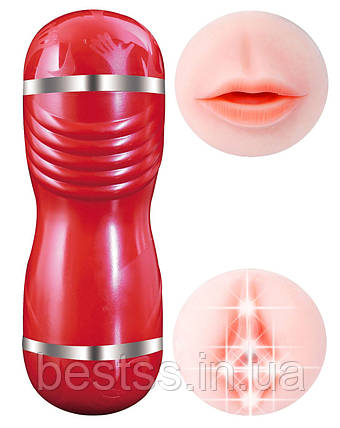 Двосторонній реалістичний мастурбатор у формі вагіни та ротика Cleo Double Delight 3.0, фото 1