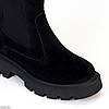 Зручні базові чорні зимові черевики челсі з еластичною вставкою, фото 2