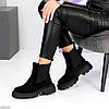 Зручні базові чорні зимові черевики челсі з еластичною вставкою, фото 6