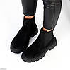 Зручні базові чорні зимові черевики челсі з еластичною вставкою, фото 5