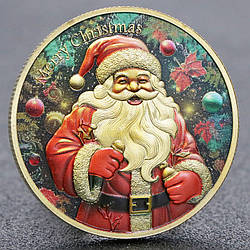 Монета сувенір монета «З Різдвом» у формі Санта-Клауса й оленя. голд. на подарунок або в колекцію