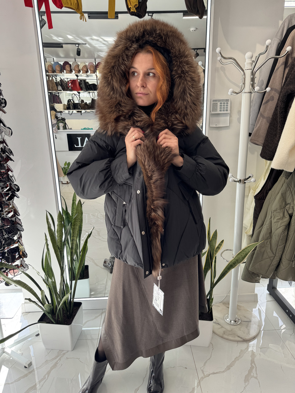 Жіноча куртка, наповнювач біопух, з натуральною чорнобуркою., фото 1