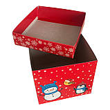 Новорічна коробка для цукерок до 700 г Червона коробка кубик, фото 3