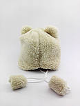 Оптом шапка дитяча 46-48 розмір хутряна вушками шапки головні убори дитячі гурт молочний (ОРШ13), фото 2