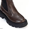 Зручні шкіряні шоколадні зимові черевики челсі з еластичною вставкою, фото 2