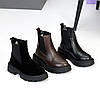 Зручні шкіряні шоколадні зимові черевики челсі з еластичною вставкою, фото 10