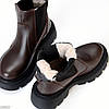 Зручні шкіряні шоколадні зимові черевики челсі з еластичною вставкою, фото 6