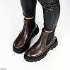 Зручні шкіряні шоколадні зимові черевики челсі з еластичною вставкою, фото 7