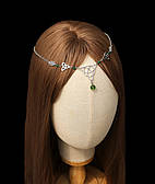 Ельфійська тіка, прикраса на голову "Хайді" тіара - зелені намистини Aushal Jewellery