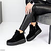 Молоді чорні замшеві зимові черевики на платформі, фото 6