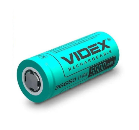 Акумулятор 26650 VIDEX 3.7V 5000mAh Li-ion, 26 х 65 мм, фото 1