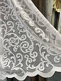 Тюль жакардовий білий із візерунком завиток, висота 2.10 м (на метраж), фото 5