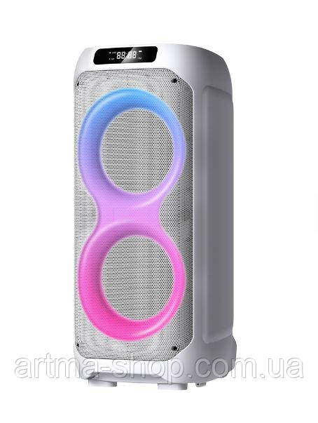 Акустична переносна Bluetooth колонка LT-2231 з двома радіомікрофонами 2*8" 60 Вт FM, USB, AUX, RGB (380*370*847 мм)