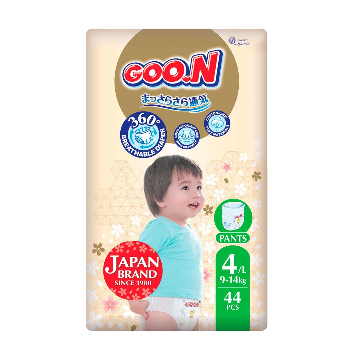 Трусики-підгузки GOO.N Premium Soft для дітей 9-14 кг (розмір 4(L), унісекс, 44 шт), фото 1