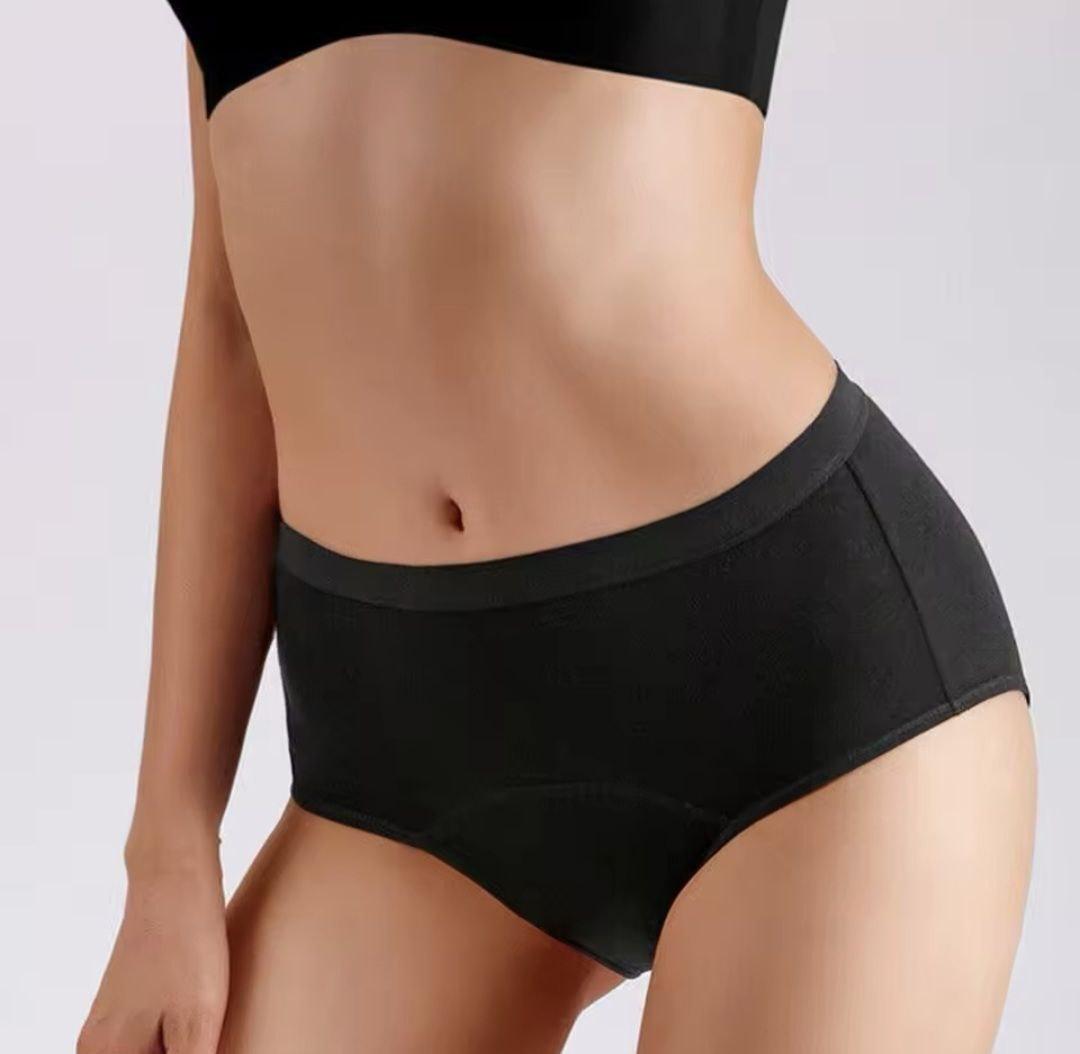 Жіночі труси для критичних днів із захистом від протікань L-XXL , чорні менструальні трусики, фото 1