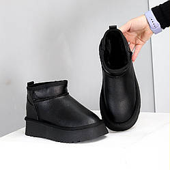 Низькі чорні уги натуральна шкіра флотар на потовщеній підошві 39