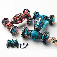 Футуристична машинка перевертень на р/у і браслеті 2 кольори 1:14 позашляховик іграшка з трюками світло музика