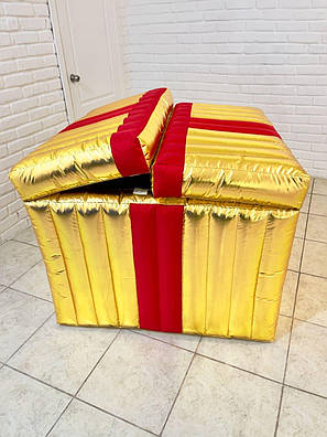 Надувна фігура коробка-подарунок 2 м з вентилятором та вбудованим акумулятором, фото 1