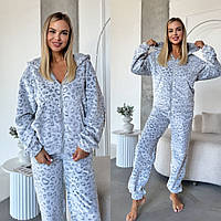 Махрова жіноча піжама Жіночий домашній одяг теплий Піжама осіння та зимова