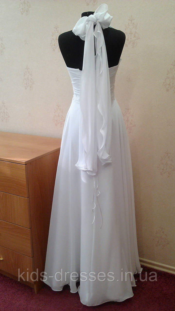 Воздушное белое свадебное платье в греческом стиле, А-силуэт, размер 48 - фото 6 - id-p486560462