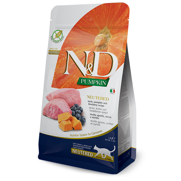 Farmina N&D Pumpkin CAT Neutered Lamb & Blueberry для стерилізованих котів, з ягням та чорницею 0,3кг, фото 1