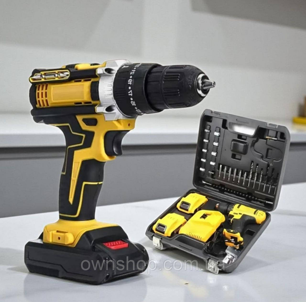 Акумуляторний шуруповерт 24V/5.0Ah з двома акумуляторами, кейсом та насадками, фото 1