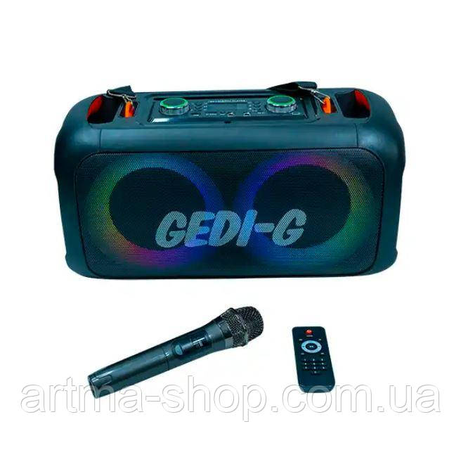 Акустична переносна Bluetooth колонка LT-2637 з радіомікрофоном 2*6.5" FM, USB, AUX, RGB (775*518*644 мм)