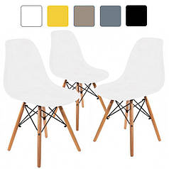 Стілець кухонний зі спинкою Bonro B-173 FULL KD білий (набір 3 шт) на ніжках, пластикове сидіння для кухні, дому, їдаль