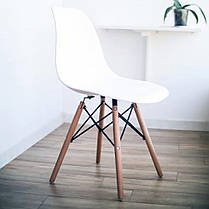 Стілець кухонний зі спинкою Bonro B-173 FULL KD білий (набір 4 шт) на дерев’яних ніжках, пластикове сидіння для кухні, дому, їдаль, фото 3