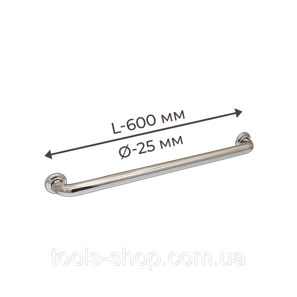 Поручень для людей з інвалюдністю (МГН) прямий настінний INVO з нержавіючої сталі, L- 600 мм, D труби - 25 мм, фото 1