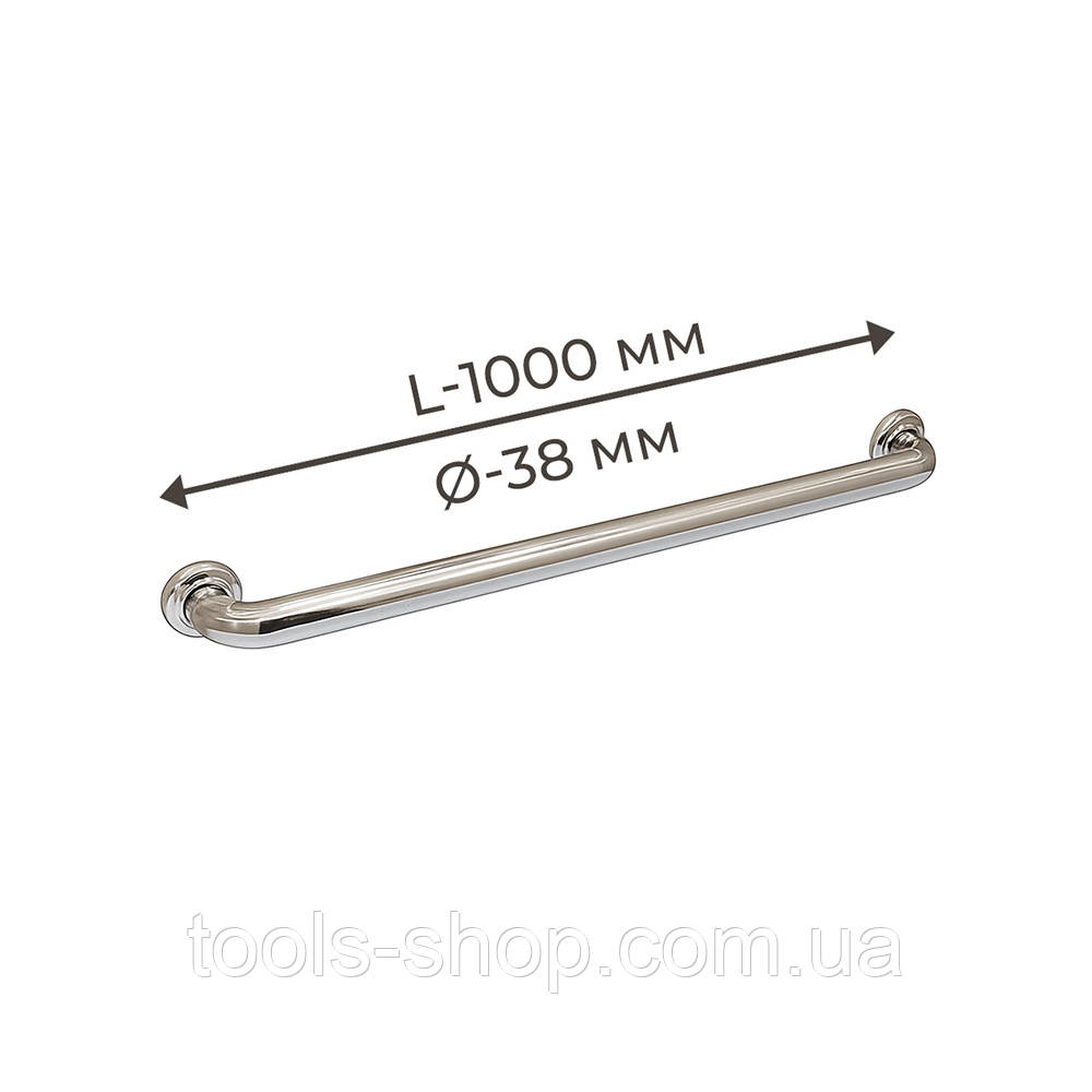 Поручень для людей з інвалюдністю (МГН) прямий настінний INVO з нержавіючої сталі, L- 1000 мм, D труби - 38 мм, фото 1