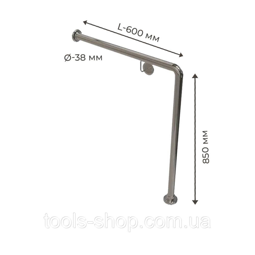 Поручень для людей з інвалідністю (МГН) підлоговий INVO Г-подібний з кріпленням у стіну правий і лівий, фото 1